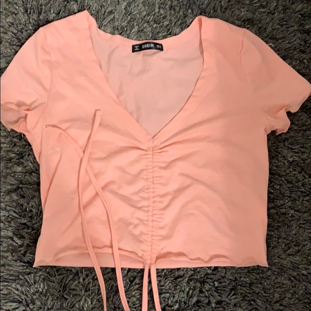 pink tie shirt